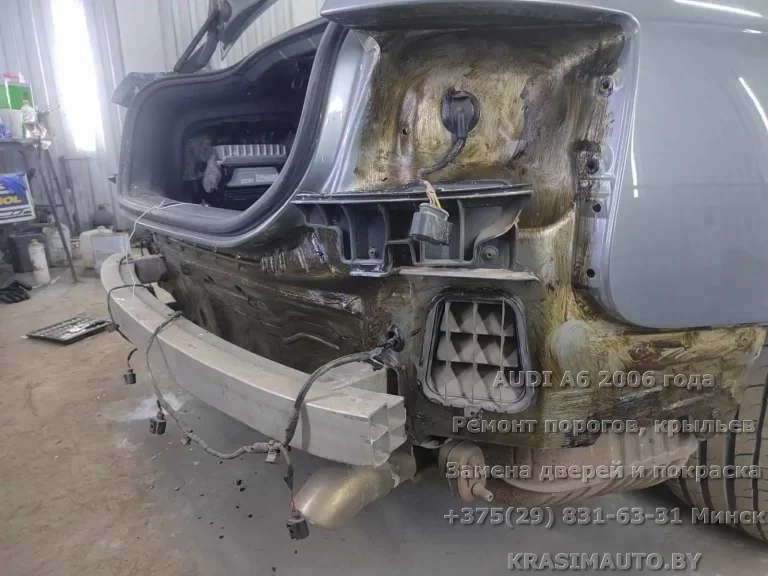 Ремонт порогов, замена дверей и покраска AUDI A6 2006 года